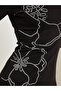 Black Embellished Bodycon Midi Dress - 4