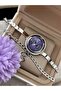 Clasp Cord, Rotating Case, 5 Atm, Silver Steel Cord Women's Wristwatch+Bracelet - 4