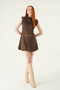 Rochie scurtă maro, curea piese 8392A - 3