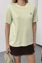 Women's Dog Embroidered 100% Cotton T-Shirt Green - 26Y 26730 - 2