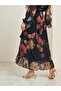 Women Black Floral Tiered Maxi Skirt - 4