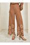 Women Brown Embroidered Wide Leg Trousers - 2
