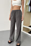 Women's Adjustable Waist Wide Leg 100% Cotton Trousers Anthracite - 26Y Yp5545 - 2