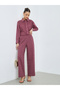 Purple Embroidered Wide Leg Trousers