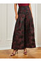 Burgundy Jacquard Wide Leg Trousers - 2