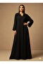 Black Abaya with hand made work on sholder + head scarf - 3