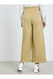 Beige Belted High Waist Wide Leg Pants - 4