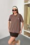 Women's 100% Cotton T-Shirt with Bow Accessory Light Brown - 26Y 26511 - 3