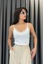 Kechi Chest Lace Detail Strap Tank Top - Ecru Ekru - 3