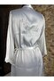 Bride Stone Embroidered Hologram Ecru Satin Tie-Up Dressing Gown