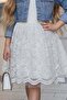 Girl's Jean Jacket Lace Embroidered Tulle White Evening Dress - 6