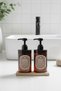 Set of 2 Amber Soap Dispensers with Wooden Stand 400ml - Hand Soap & Hand Lotion Dispenser - 400Hhccoval - 4