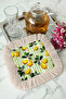 Lemon Patterned Stylish Tasseled Presentation Napkin - Natural Country Green Yellow Cream Coaster Tissue - 8