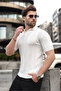 White Polo Collar Knitwear Men's T-Shirt E7469