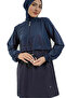 Women's Quick-Drying Closed High-Neck Zippered Elastic Hijab Swimsuit - 2