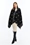 Carnation Pattern Black-Bone-Grey Knitwear Shoulder Shawl, Knitwear Shawl, Shawl, Women, Young, Mother Shawl, 75X180 cm - 4