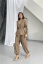 Mink Brown Belt Detailed Oversized Shalwar Pants Blazer Jacket Suit Nbnp023 - 5