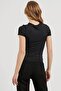 Women's Black Crew Neck Short Sleeve Lycra Bodysuit - 4