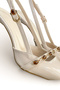 Women's Beige Patent Leather Medium Heel Stiletto with Accessories New Season Hk212