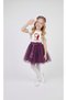 Girl's April 23 October 29 Performance Outfit Costume Printed Short Sleeve Tshirt Purple Tutu Skirt Set - 3
