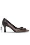 Lavy Women's Brown Buckle Straw Toe Transparent Mesh Detailed Pointed Toe 7.5 cm Thin Heeled Shoes - 2