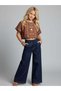 Girl's High Waist Wide Leg Jean Pants - 5