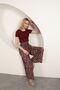 Women's Burgundy Viscose Fabric Crew Neck Short Sleeve Plain Slim Fit Crop Bustier - 2