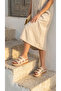 Round Three-Stripe Gold Buckle Detailed High Heeled Comfortable Women's Summer Slippers Sandals - 6
