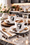 2-Piece Porcelain Atatürk Silhouette Cup Set - Cup Set with Gilt Details - 3