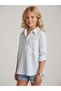 Girl's Striped Oversized Shirt with Double Pocket Detail - 3