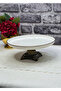 Pisa Round, Silver&Antique&Gold River Footed (Güral) Porcelain Presentation Plate 26cm