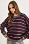 Women's Anthracite Striped Openwork Oversize Seasonal Knitwear Blouse Blz-19003216 - 4