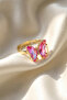 Steel Shiny Butterfly Glossy Gold Color Ring Adjustable