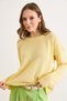 Women's Yellow Crew Neck Cotton Content Seasonal Knitwear Blouse Blz-19003226 - 3