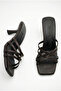 Women's Special Design Thin Cross-Strapped Thin Heeled Bitter Brown Evening Dress Slippers - 3