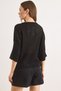 Women's Black Hair Braided Openwork Loose Fit Seasonal Knitwear Blouse Blz-19003225 - 6