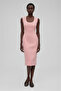 Pembe U Yaka Midi Elbise