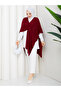 Women's Burgundy Front Detailed Poncho Cardigan - 6