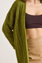 Women's Oil Green Tiny Diamond Openwork Knitwear Cardigan Hrk-19000469 - 5
