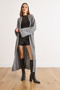 Women's Gray Hair Knitted Cuff Folded Maxi Knitwear Cardigan Hrk-19000327 - 4