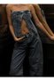 Women's High Waist Baggy Wide Leg Cargo Pocket Detailed Jean Trousers - 4