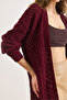 Women's Burgundy Tiny Diamond Openwork Knitwear Cardigan Hrk-19000469 - 6