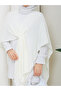 Women's Ecru Front Detailed Poncho Cardigan - 2
