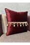 Woven Velvet Atlas Bordo Beads Tasseled 43X43 Square - 3