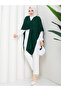 Women's Emerald Green Front Detailed Poncho Cardigan - 3