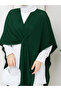Women's Emerald Green Front Detailed Poncho Cardigan - 2