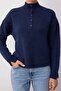 Soft Textured Stand Collar Half Placket Buttoned Knitwear Sweater Aw25Kz0140