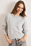 Women's Gray Six Oval Crew Neck Basic Knitwear Sweater Kzk-19000914 - 2