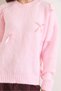 Women's Candy Pink Bow Detailed Ribbon Loose Fit Knitwear Sweater Kzk-19001167 - 5