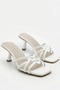 Women's Special Design White Thin Cross-Strapped Thin Heeled Evening Dress Slippers - 3